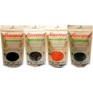 Rawseed Organic Certified Lentils, Black, Red ,Brown, Green 